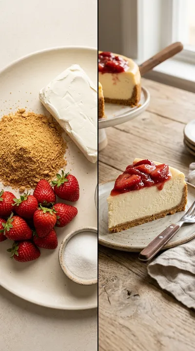 Strawberry Cream Cheese Cheesecake - ready to serve