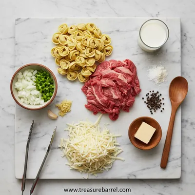 Cheesesteak Tortellini in Rich Provolone Sauce - cooking process