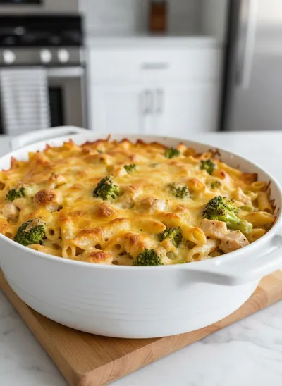 Cheesy Broccoli Chicken Pasta Bake