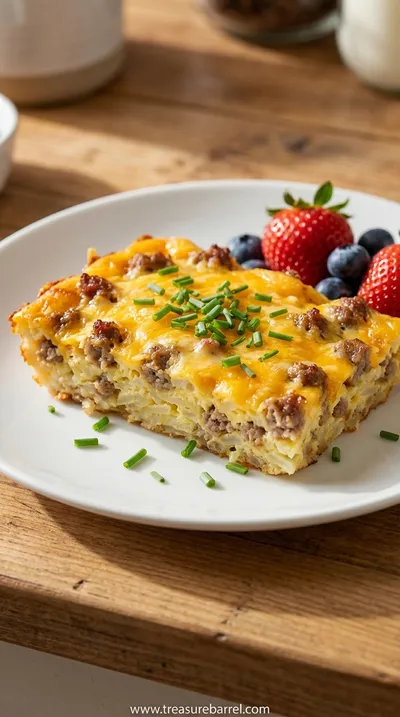Cheesy Sausage Breakfast Casserole - Easy Egg Bake - ready to serve