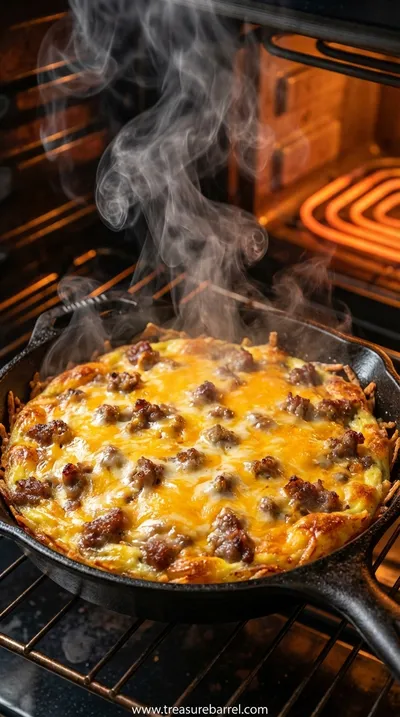 Cheesy Sausage Breakfast Casserole - Easy Egg Bake - cooking process