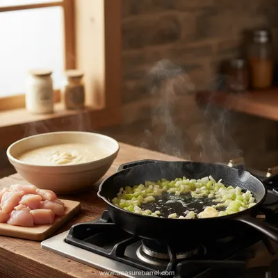 Chicken and Stuffing Casserole - ingredients preparation