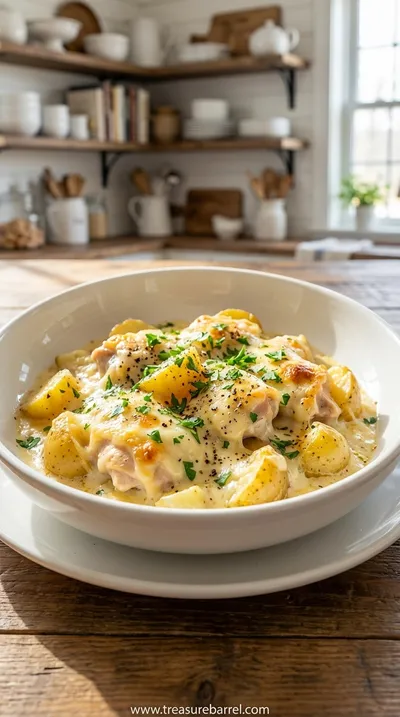 Extra Creamy Chicken Casserole with Potatoes Recipe - ready to serve