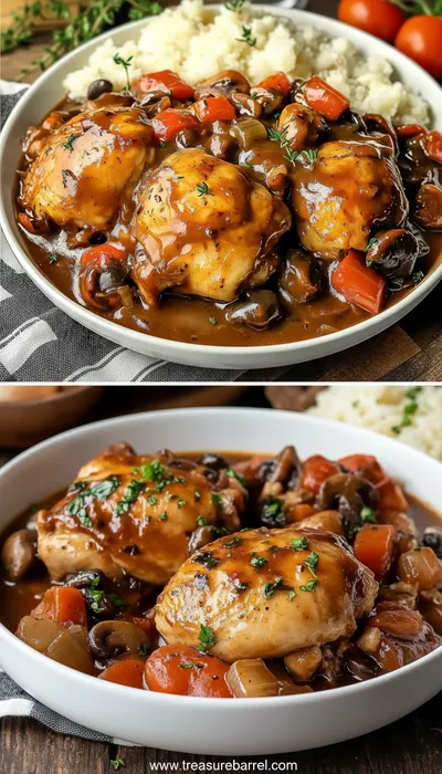 Classic French Hunter's Chicken (Chicken Chasseur) - ready to serve