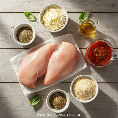 Dump-and-Bake Chicken Parmesan Casserole - ingredients preparation