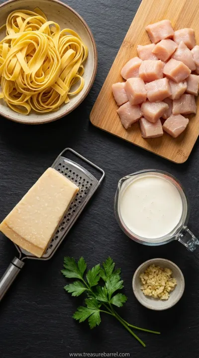 Chicken Fettuccine Alfredo: Creamy Pasta Comfort - ingredients preparation