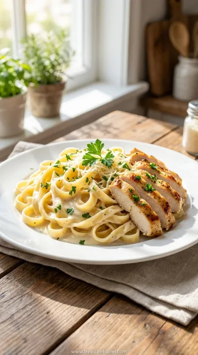 Chicken Fettuccine Alfredo: Creamy Pasta Comfort - ready to serve