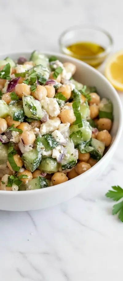 Chickpea Cucumber Feta Salad – Protein Packed Greek Delight