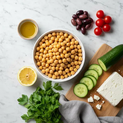 Chickpea Cucumber Feta Salad – Protein Packed Greek Delight - cooking process