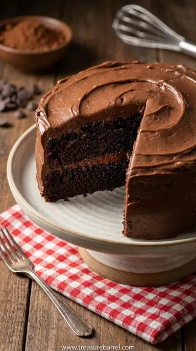 Homemade Chocolate Cake with Chocolate Frosting Recipe - ready to serve