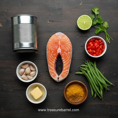 Coconut Curry Salmon with Garlic Butter - cooking process