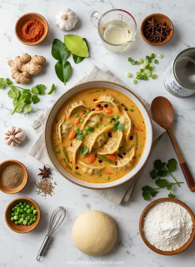 Coconut Curry Soup with Dumplings - ingredients preparation