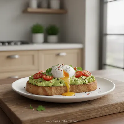 Creamy Avocado Toast With Poached Egg and Cherry Tomatoes