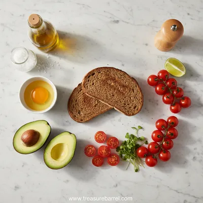 Creamy Avocado Toast With Poached Egg and Cherry Tomatoes - cooking process