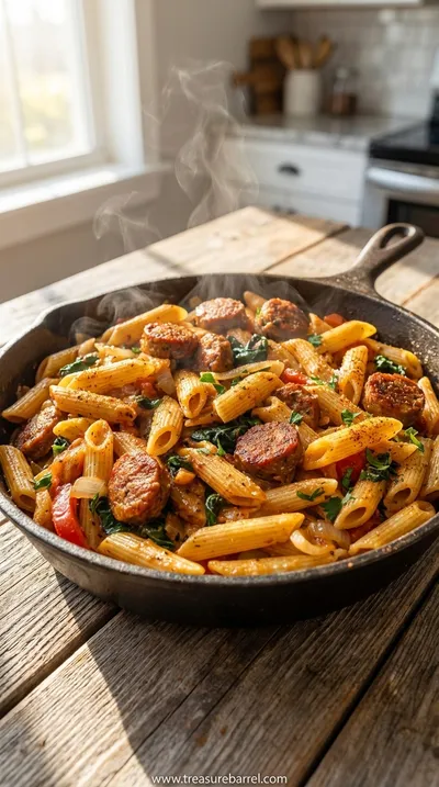Creamy Cajun Sausage Pasta (One Pot Recipe)