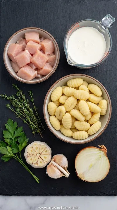 Creamy Chicken and Gnocchi: Quick Comfort Meal - ingredients preparation