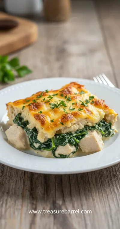 Creamy Chicken and Spinach Casserole - ready to serve