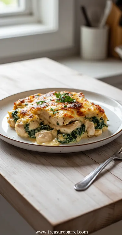 Creamy Chicken and Spinach Casserole - ready to serve