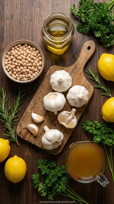 Creamy Garlic Chickpea Soup: Vegan Comfort Food - ingredients preparation