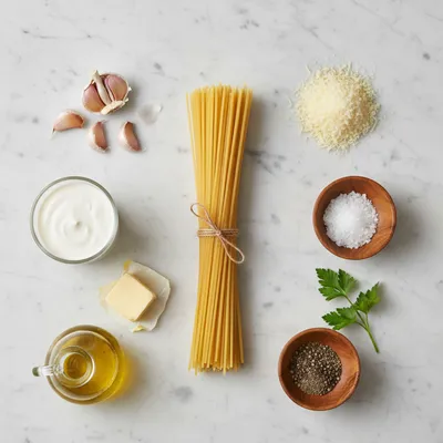 Creamy Garlic Parmesan Spaghetti - cooking process