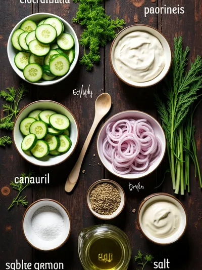 Creamy German Cucumber Salad - ingredients preparation