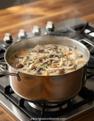 Creamy Mushroom Chicken and Wild Rice Soup - ingredients preparation