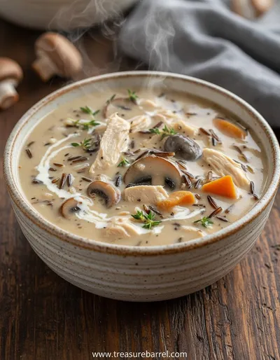 Creamy Mushroom Chicken and Wild Rice Soup