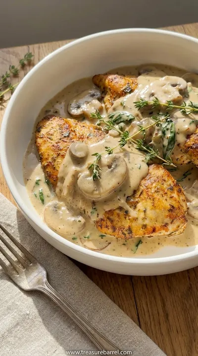 Creamy Mushroom Chicken Recipe - Quick Comfort - ready to serve