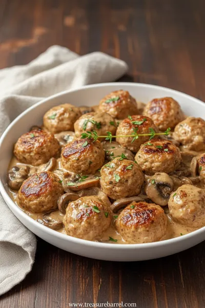 Creamy Mushroom Chicken Meatballs - ready to serve