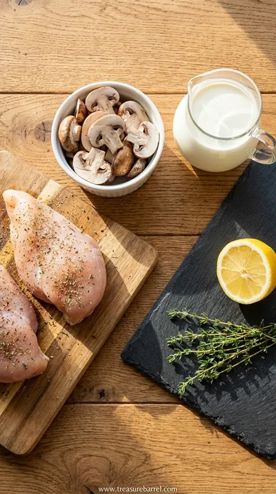 Creamy Mushroom Chicken Recipe - Quick Comfort - ingredients preparation