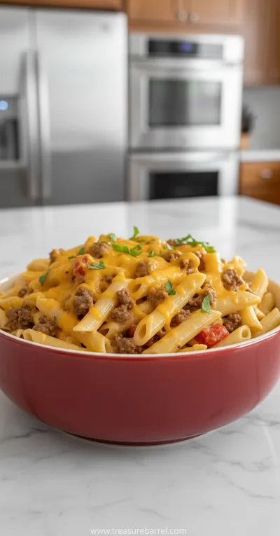 Creamy Rotel Pasta with Ground Beef