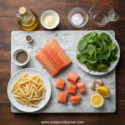 Creamy Salmon Spinach Pasta – Ready in 25 Minutes - cooking process