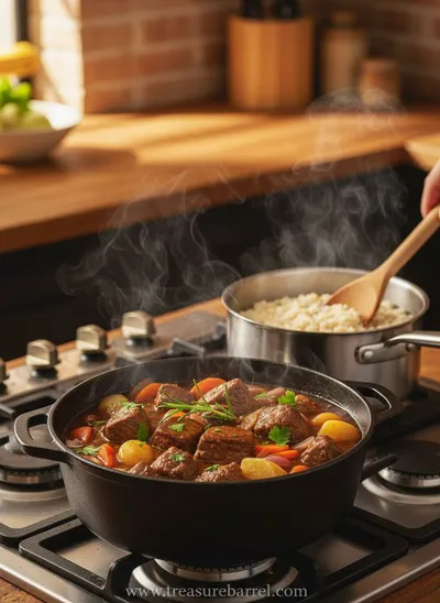 Creamy Samp with Beef Stew - ingredients preparation