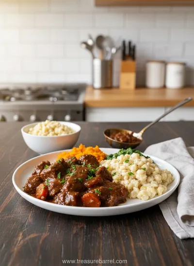 Creamy Samp with Beef Stew - ready to serve