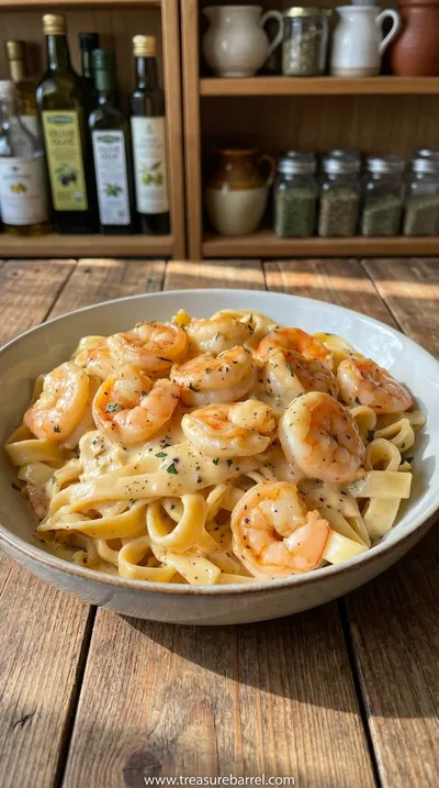 Creamy Shrimp Fettuccine Pasta with Homemade Alfredo Sauce