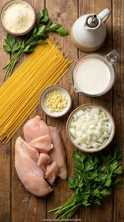 Creamy Spaghetti Chicken: Easy Family Dinner Recipe - ingredients preparation