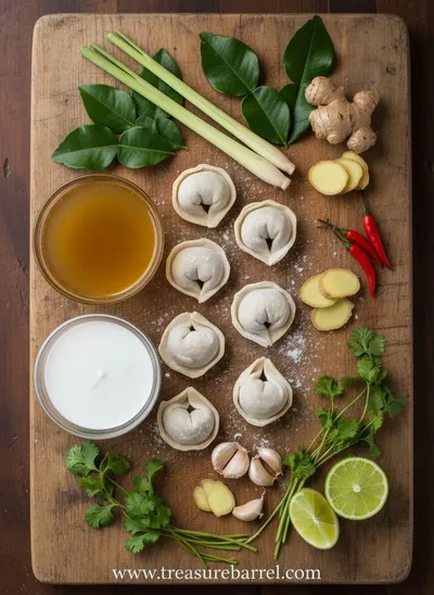 Creamy Thai Dumpling Soup - ingredients preparation