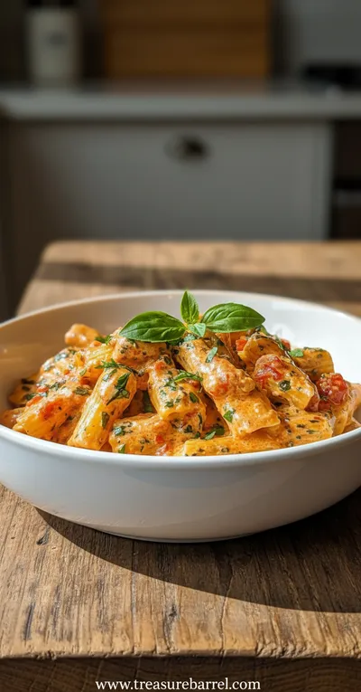 Creamy Tomato Garlic Pasta Recipe - ready to serve
