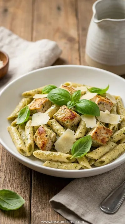 Creamy Chicken Pesto Pasta: One-Pot Family Favorite - ready to serve