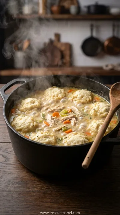 Creamy Homemade Chicken and Dumplings Recipe - cooking process