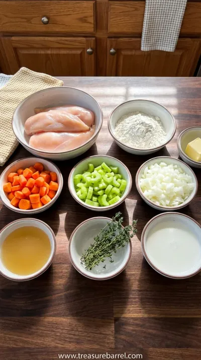Creamy Homemade Chicken and Dumplings Recipe - ingredients preparation