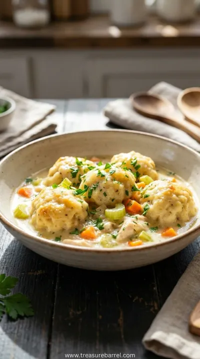 Creamy Homemade Chicken and Dumplings Recipe - ready to serve