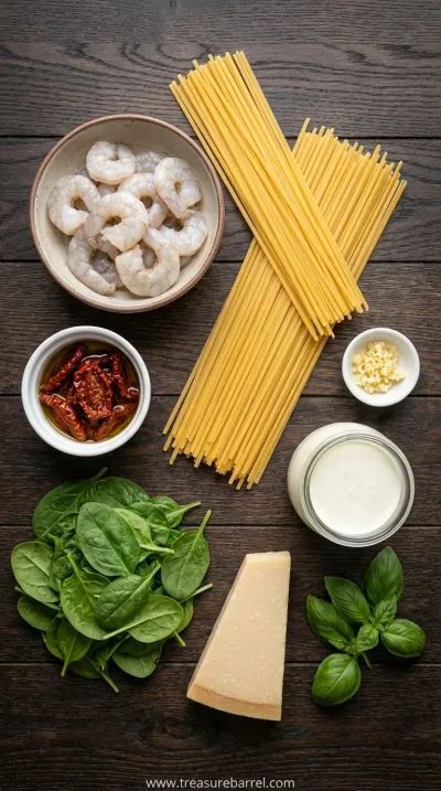 Creamy Tuscan Shrimp Linguine: Easy Pasta Dinner - ingredients preparation
