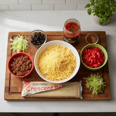 Crescent Roll Taco Pizza - cooking process