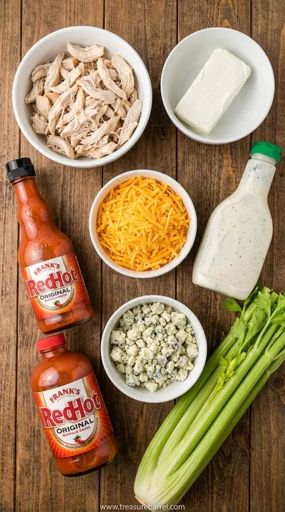 Crockpot Buffalo Chicken Dip Recipe: Easy & Creamy - ingredients preparation