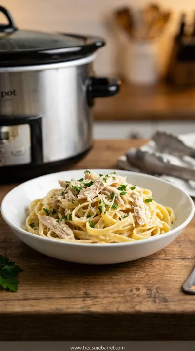 Best Crockpot Chicken Alfredo Recipe - Easy Slow Cooker Meal - ready to serve