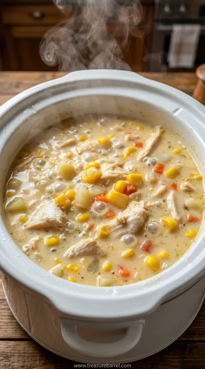 Easy Crockpot Chicken Corn Chowder Recipe - cooking process