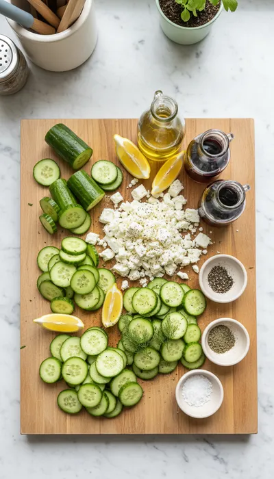 Cucumber Feta Salad with Lemon Greek Vinaigrette - cooking process