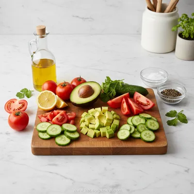 Cucumber Tomato Avocado Salad - cooking process