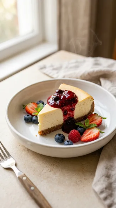 Classic Baked Cheesecake With Berries